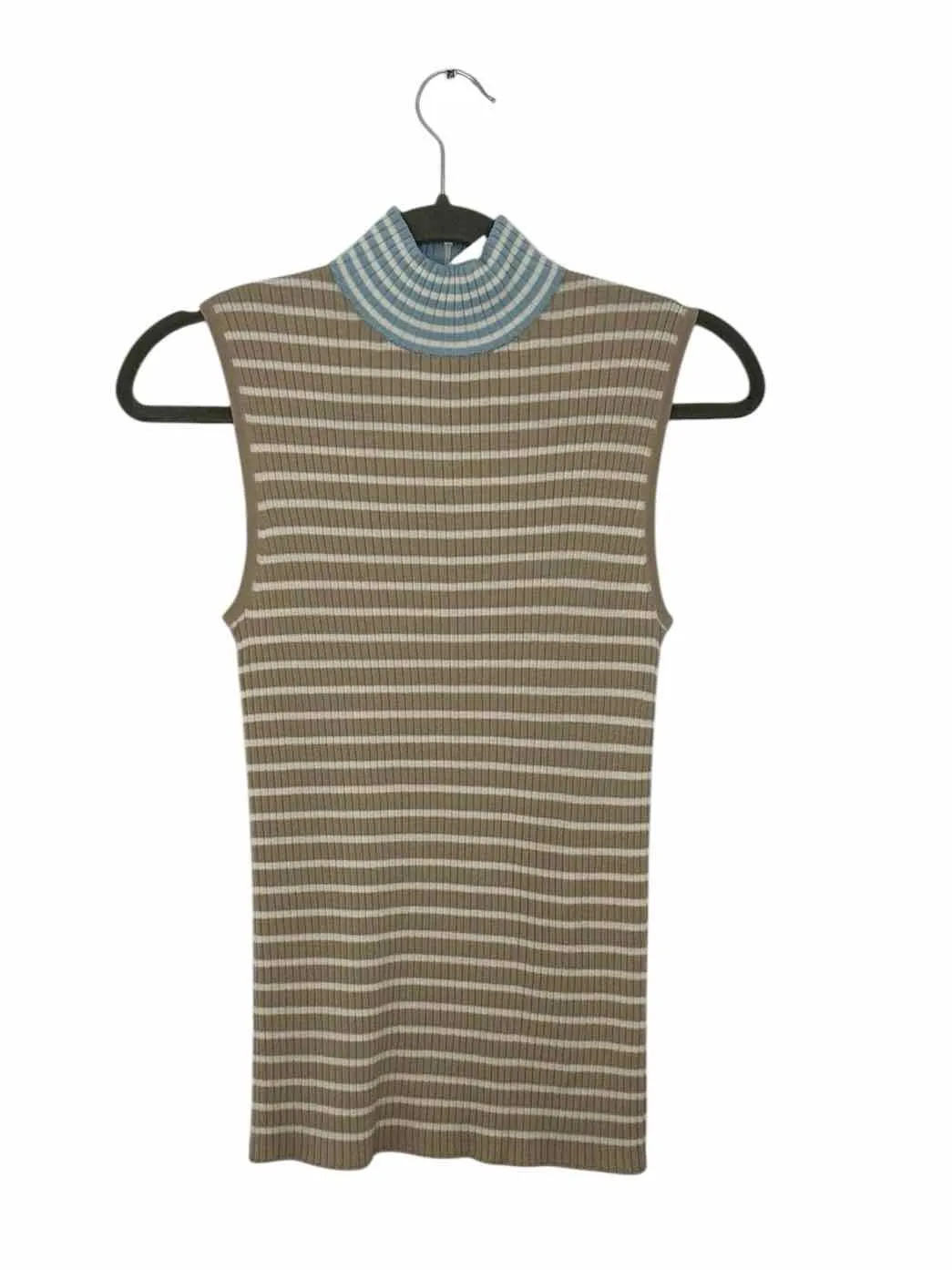 Akris Punto Size 6 Beige Stripe Pre-Owned Sweater- Ladies