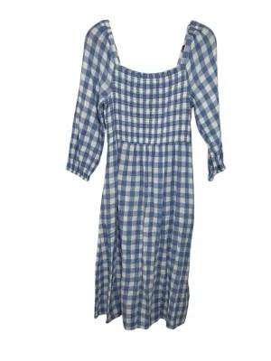 Beach Lunch Lounge Size Small Blue Plaid Pre-Owned Dress- Ladies