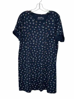 Eddie Bauer Size Large Navy Print Pre-Owned Dress- Ladies