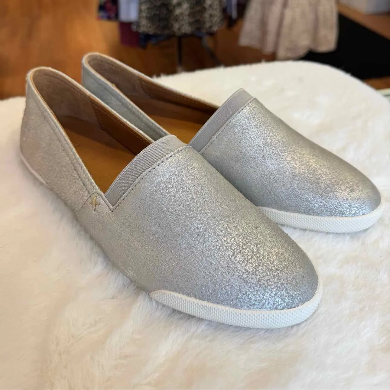 Frye Size 8 Silver Footwear- NWOB Loafer Shoes- Ladies