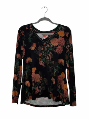Johnny Was Size Small Black Floral Pre-Owned Top- Ladies
