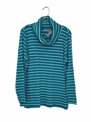 LL Bean Size X-Large Turquoise Print Pre-Owned Sweater- Ladies