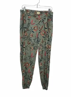 Luci Size Small Green Floral Pre-Owned Pants- Ladies