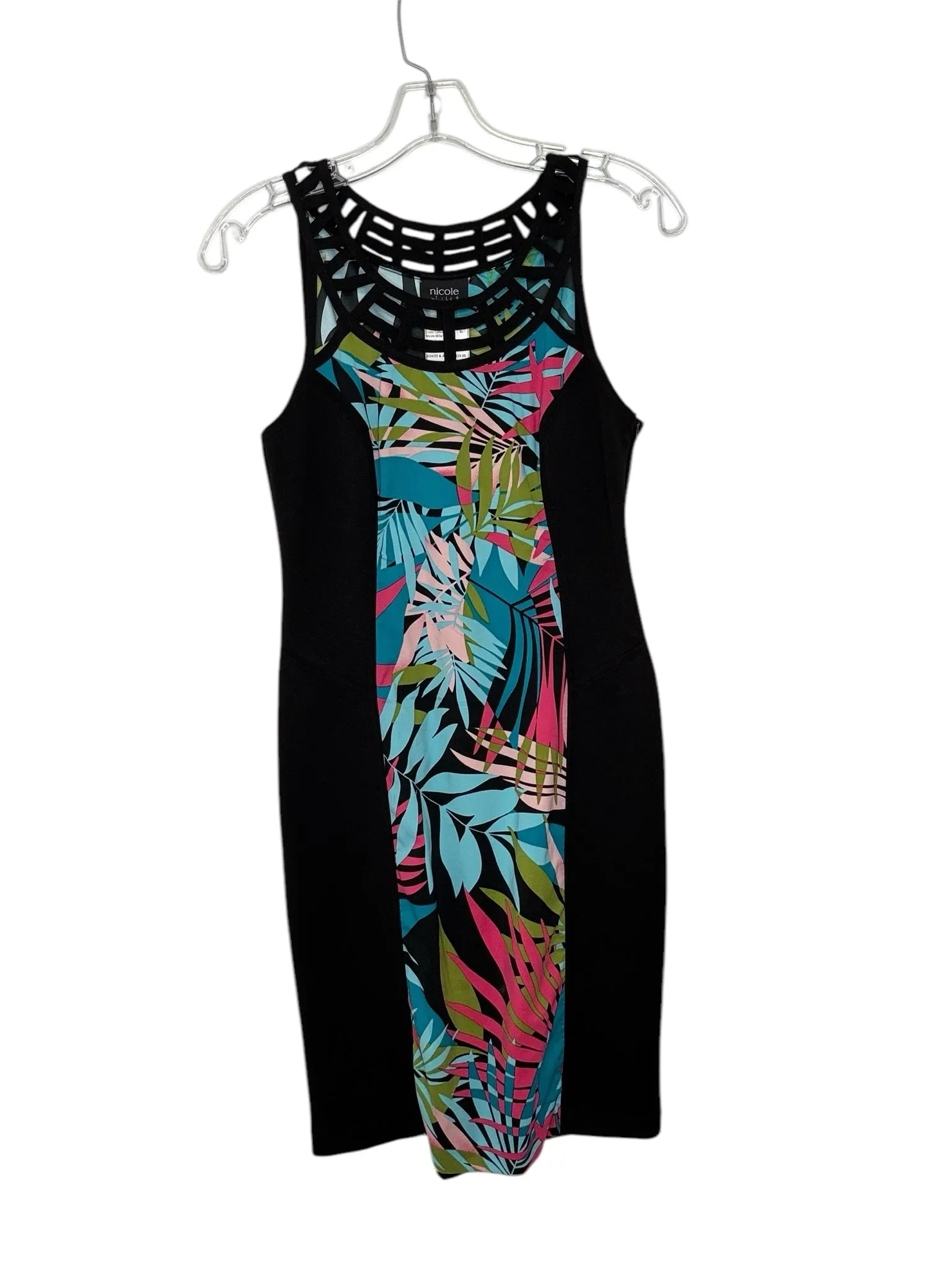 Nicole Miller Size 4 Black Print Pre-Owned Dress- Ladies